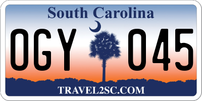 SC license plate OGY045
