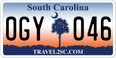 SC license plate OGY046