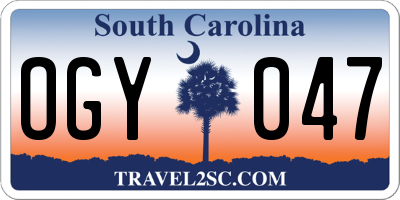 SC license plate OGY047