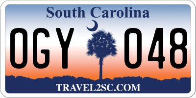 SC license plate OGY048