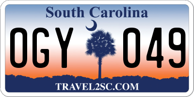 SC license plate OGY049