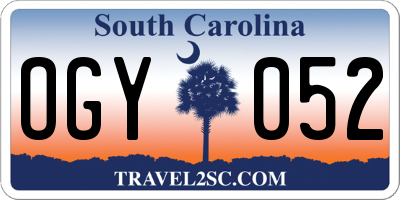 SC license plate OGY052