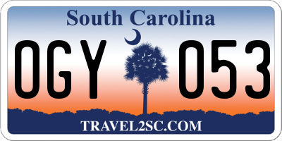 SC license plate OGY053