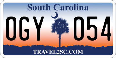 SC license plate OGY054