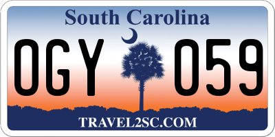 SC license plate OGY059