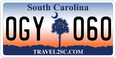 SC license plate OGY060