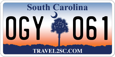 SC license plate OGY061