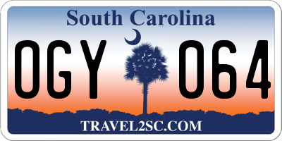 SC license plate OGY064
