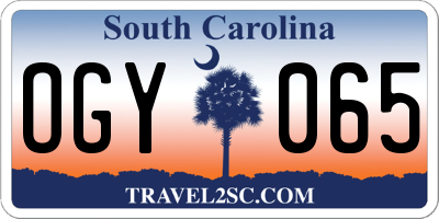 SC license plate OGY065