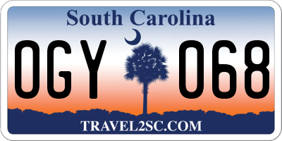 SC license plate OGY068