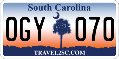 SC license plate OGY070