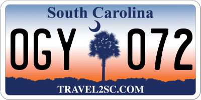 SC license plate OGY072