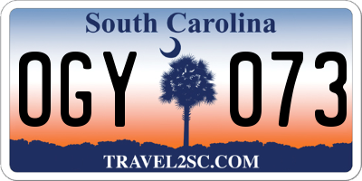SC license plate OGY073