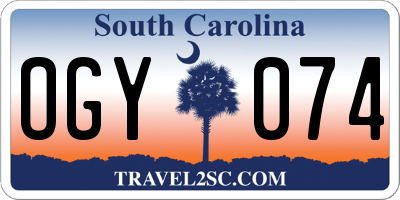 SC license plate OGY074