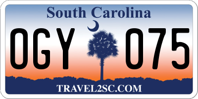 SC license plate OGY075