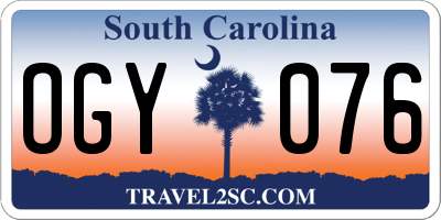SC license plate OGY076