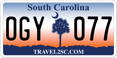 SC license plate OGY077