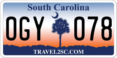 SC license plate OGY078