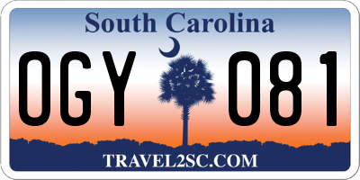 SC license plate OGY081