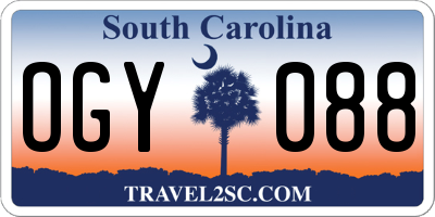 SC license plate OGY088