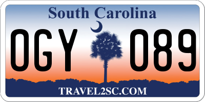 SC license plate OGY089