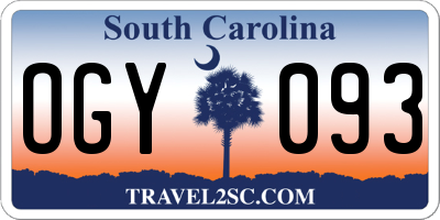 SC license plate OGY093