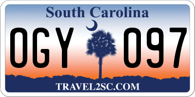 SC license plate OGY097