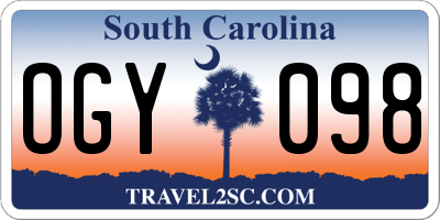 SC license plate OGY098