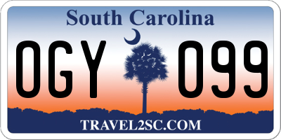SC license plate OGY099