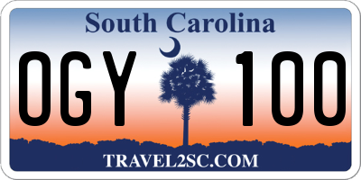 SC license plate OGY100
