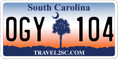 SC license plate OGY104