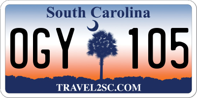 SC license plate OGY105