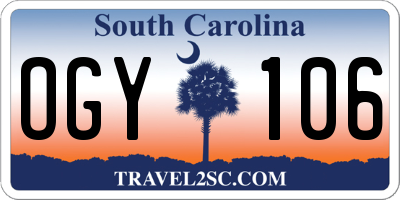 SC license plate OGY106
