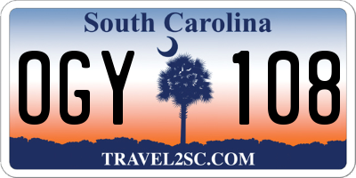 SC license plate OGY108