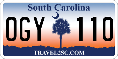 SC license plate OGY110