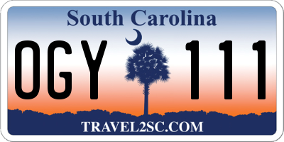 SC license plate OGY111