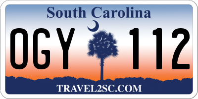 SC license plate OGY112