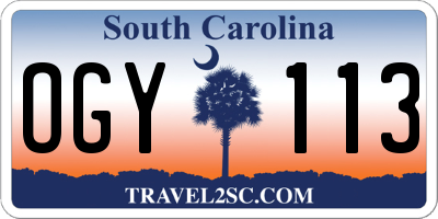SC license plate OGY113
