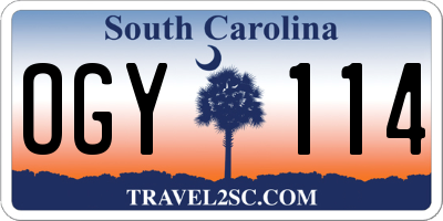 SC license plate OGY114