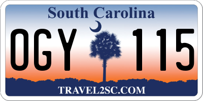 SC license plate OGY115