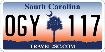 SC license plate OGY117