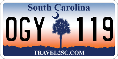 SC license plate OGY119