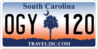 SC license plate OGY120
