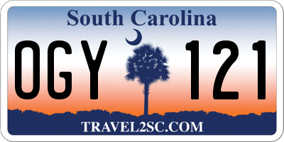 SC license plate OGY121