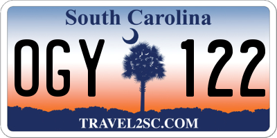 SC license plate OGY122