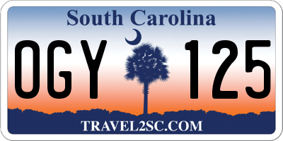 SC license plate OGY125