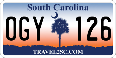 SC license plate OGY126