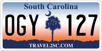 SC license plate OGY127