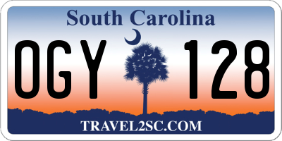 SC license plate OGY128