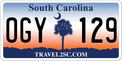 SC license plate OGY129
